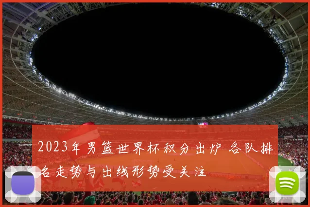 2023年男篮世界杯积分出炉 各队排名走势与出线形势受关注