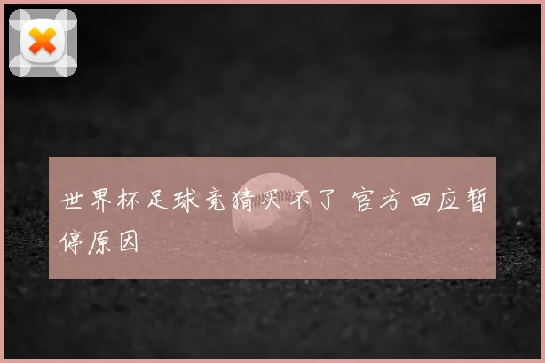 世界杯足球竞猜买不了 官方回应暂停原因